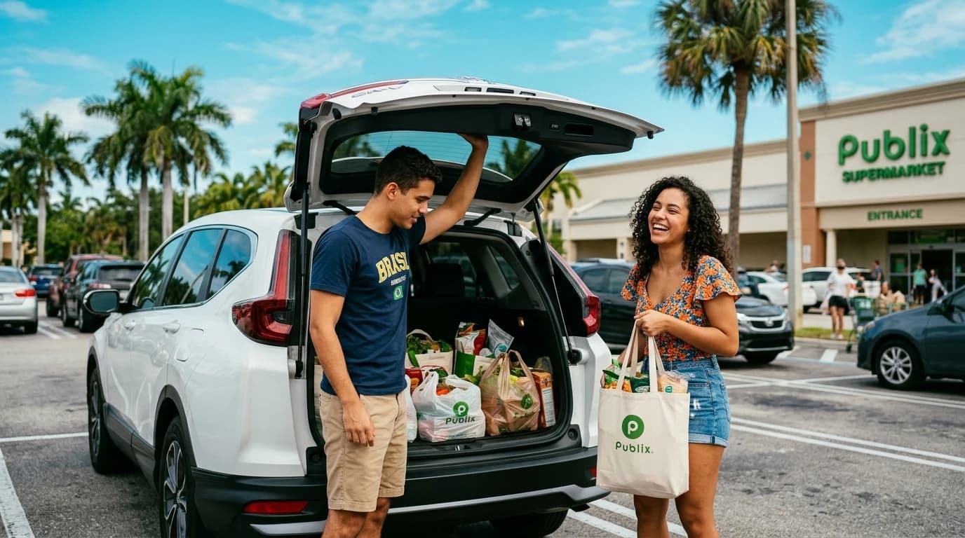 Florida family loading groceries into their SUV — auto insurance protection for everyday life